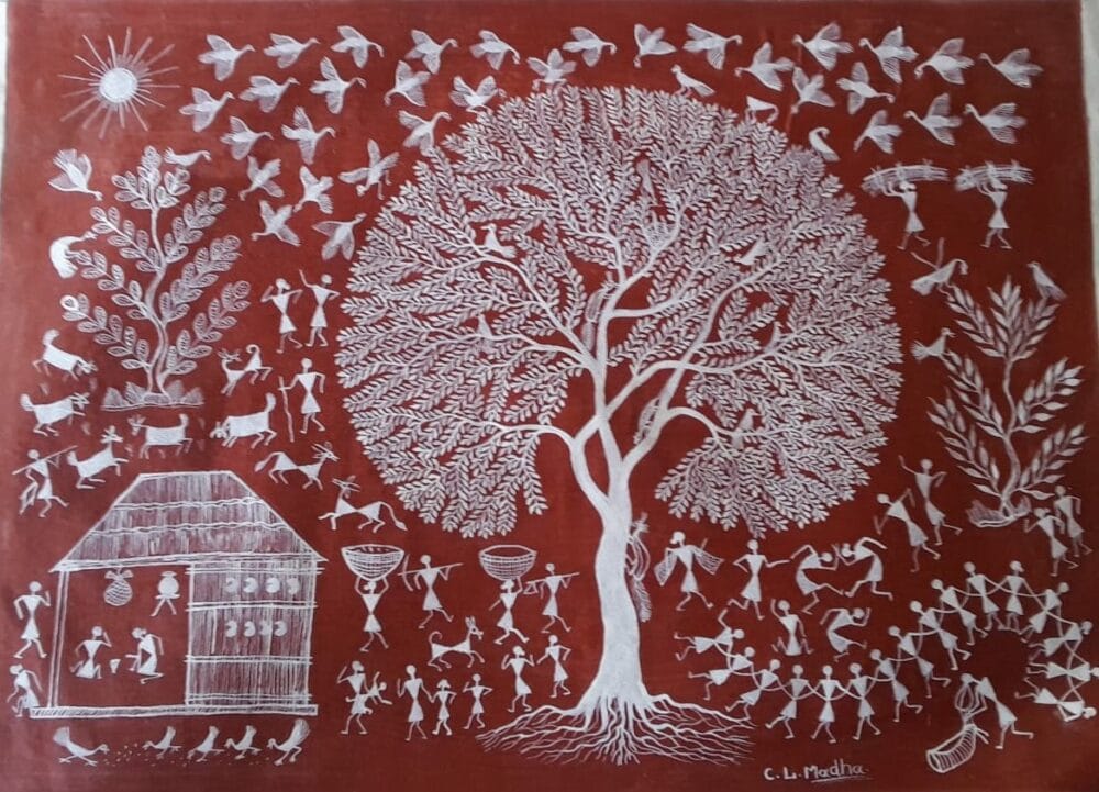 Tree Of Life Warli Painting X International Indian Folk