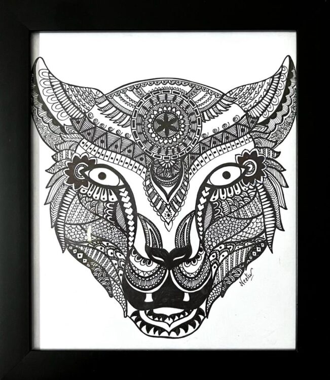 Doodle Art Tiger Face International Indian Folk Art Gallery