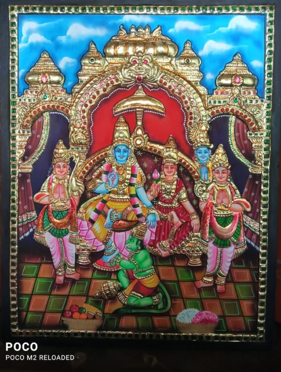 Ramar Pattabhishekam Tanjore Painting 15 X 20 International