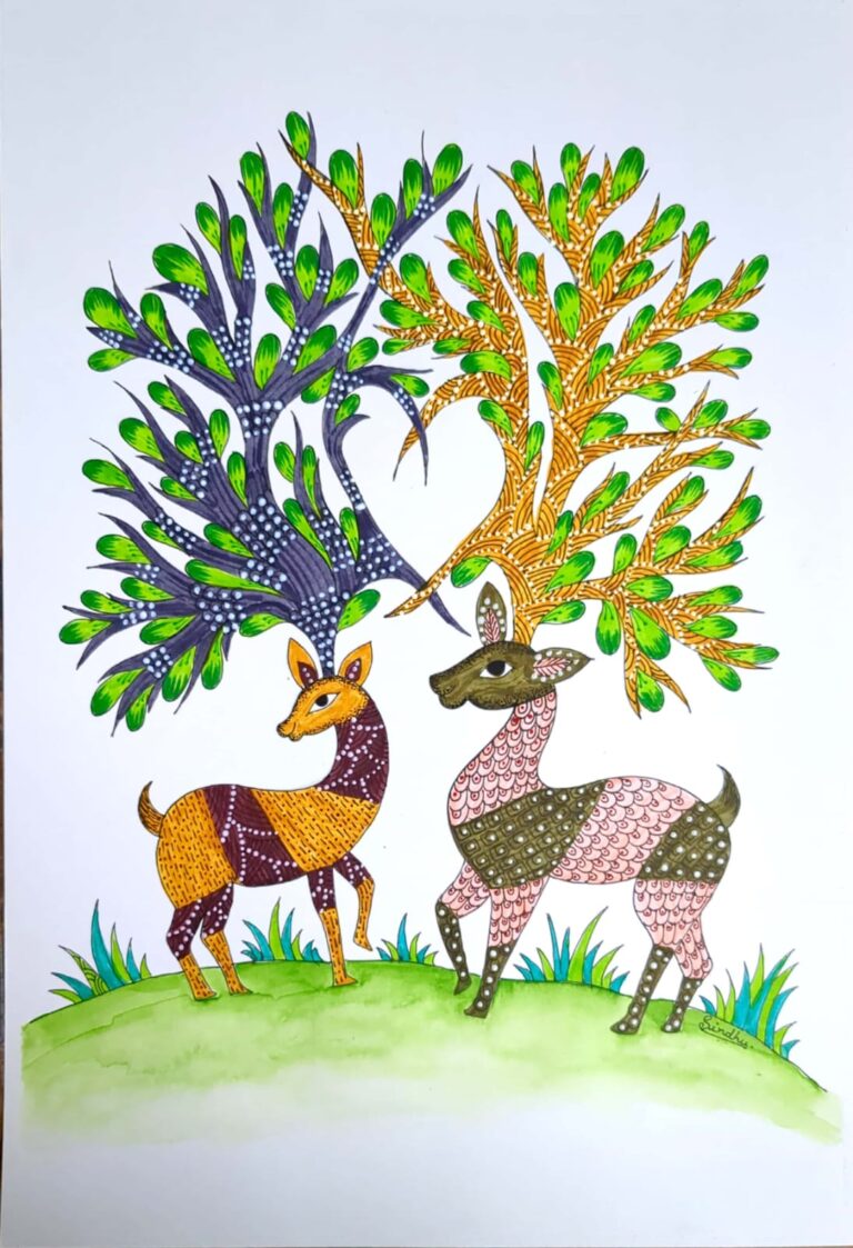 Hidden Heart Of True Love Gond Painting Cms X Cms