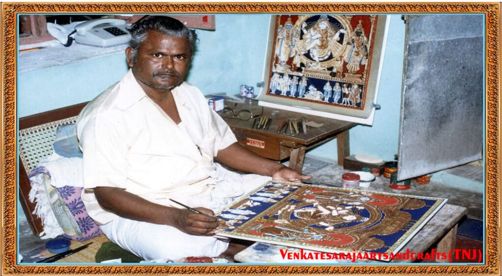 My Guru, Shilp Guru Sri Venkatesa Raja. Traditional Tanjore Painting Artist