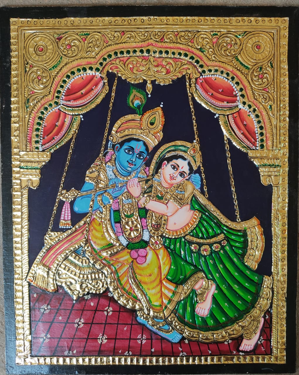 Radha Krishna - Tanjore Painting, 22K - International Indian Folk ...