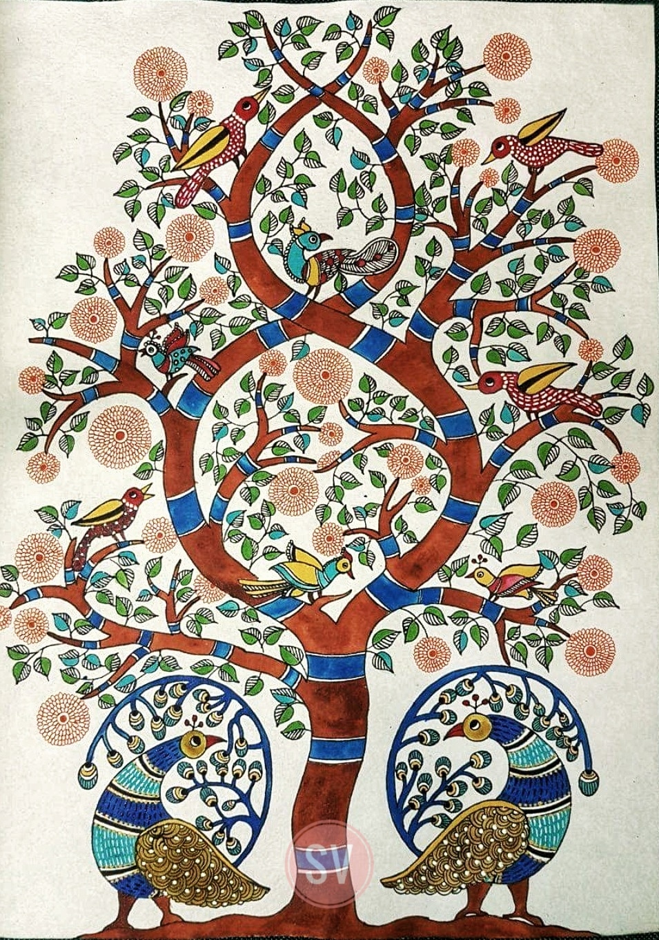 Tree of Life - A Gond Painting-30X42cms - International Indian ...