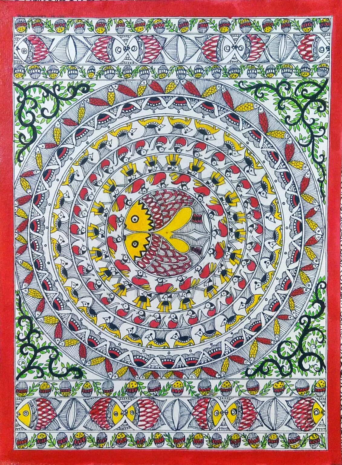 Bharni - Madhubani (12" x 15") | International Indian Folk Art Gallery