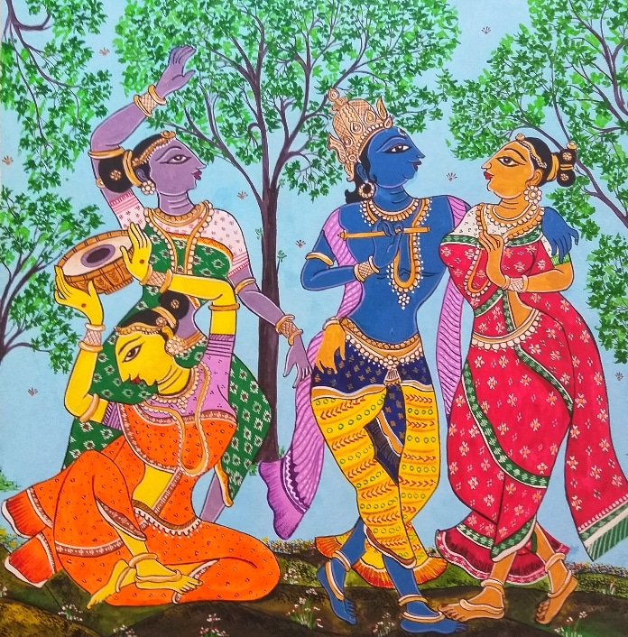 Krishnaleela - Pattachitra Style - Indian Art (62 x 62 cms) - International  Indian Folk Art Gallery