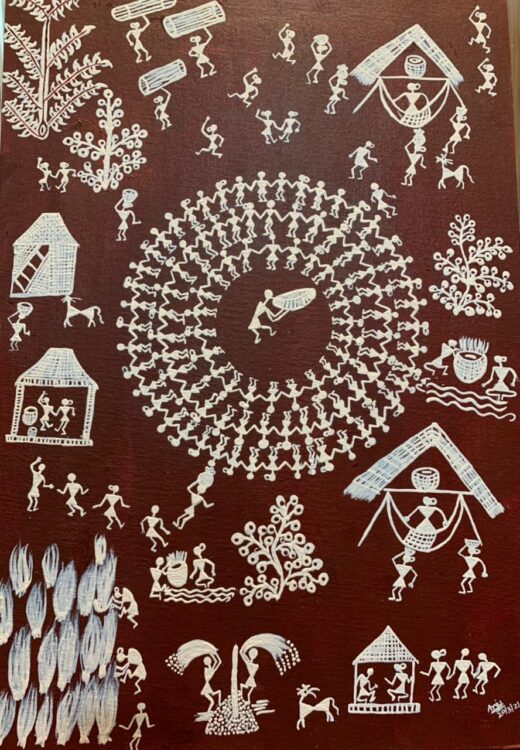 Warli Tribal Tarpa Dance, Warli Painting (15inches x 22