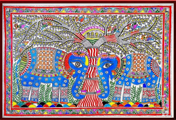 Elephant Art Madhubani painting Manoj Kumar 13
