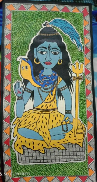 Lord Shiva - Madhubani painting (19 X 38 cms) - International Indian ...