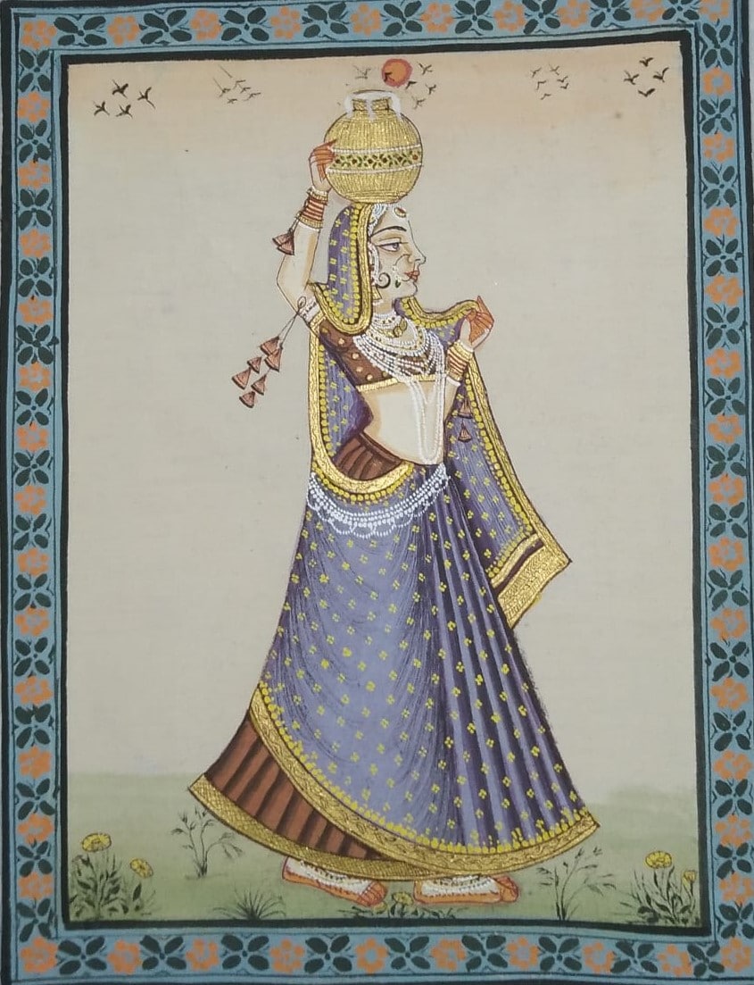 Panihari #1 - Rajasthan miniature painting (9' x 12 ...