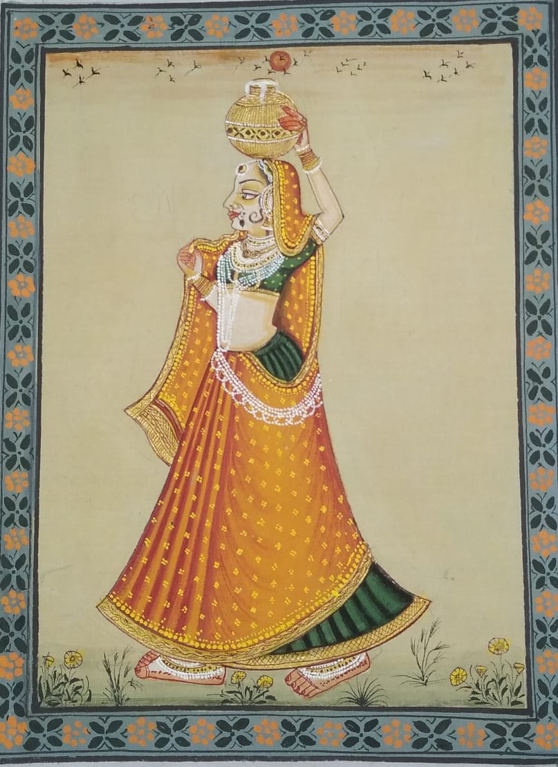 Panihari #2 - Rajasthan miniature painting (9' x 12 ...