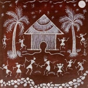 Pornima Sajri Kartana - Warli art (30 x 30 cms) - International Indian ...