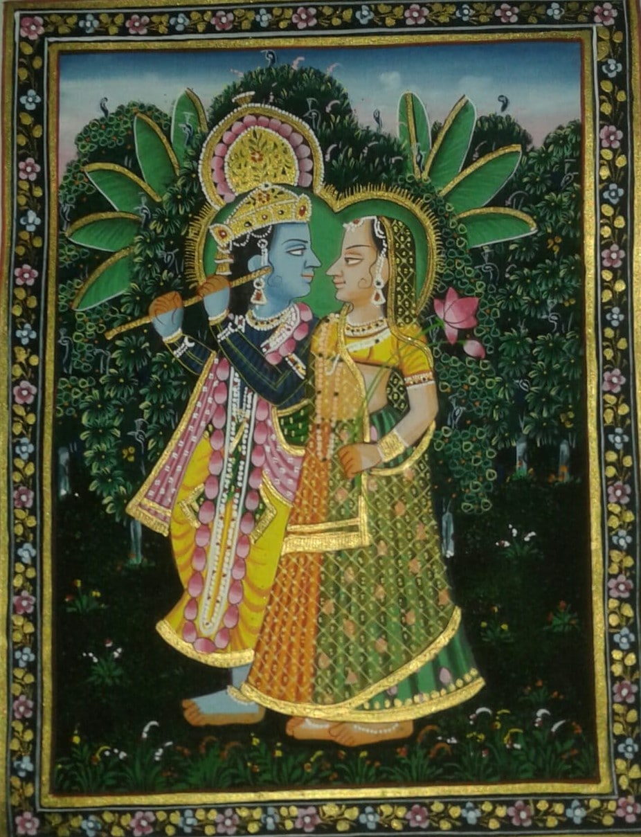 Radha Krishna - Rajasthani miniature painting (9