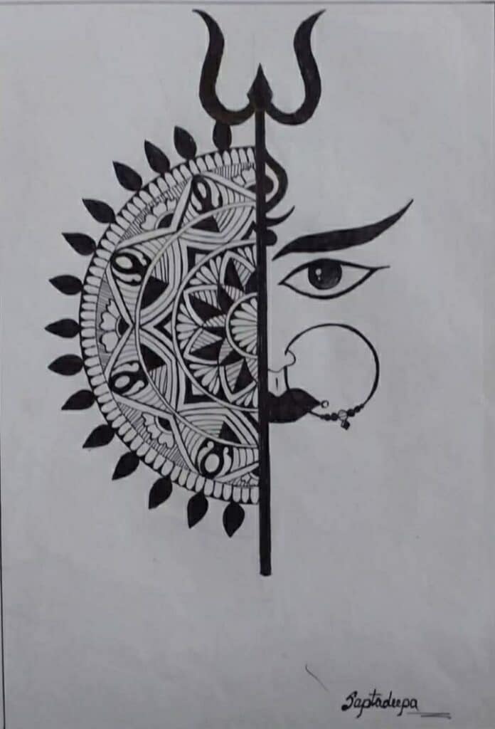 Goddess Durga - Mandala art (8.3