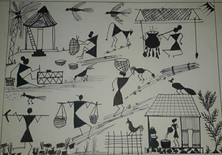 Warli Art 19 by Nikita Mundekar | warli Paintings | Cloth Traditional Art-saigonsouth.com.vn