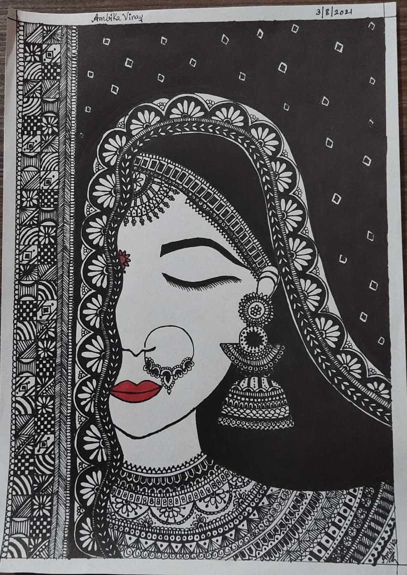 Beautiful Bride - Indian Art - Mandala Style #2 (Size A4 ...