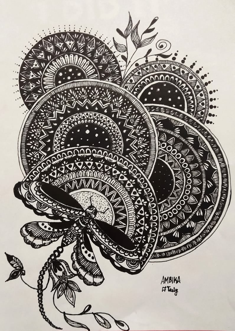 Beautiful Butterfly - Indian Art - Mandala Style #3 (Size A4 ...