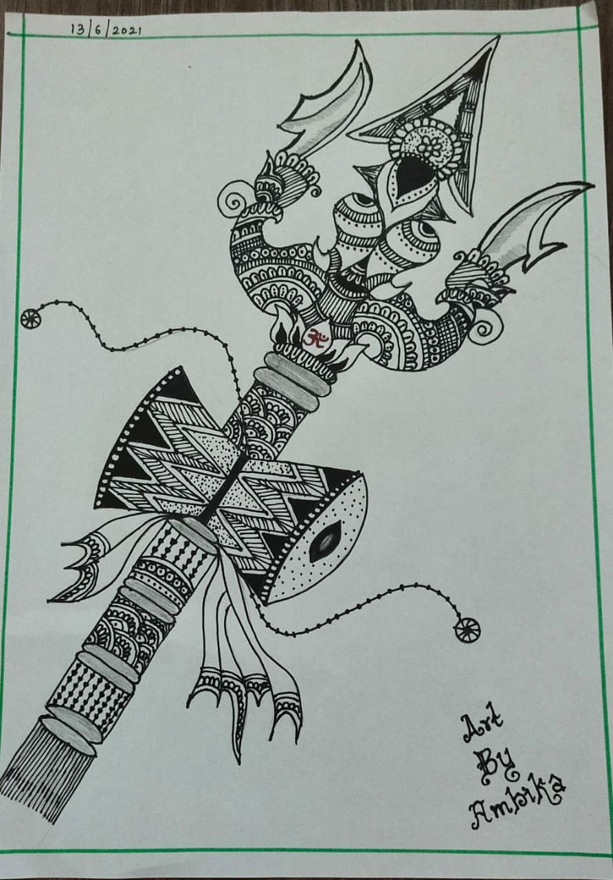 Trishul drawing | Lord Shiva Trishul drawing Pencil drawing - AbhishekArtz  | By Abhishek ArtzFacebook