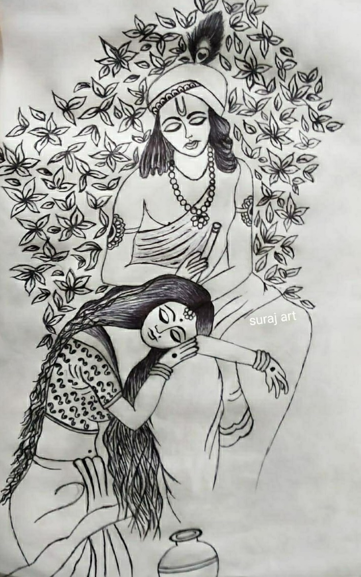 How to draw a beautiful pencil shading sketch of Radha Krishna/ Radha  Krishna drawing - YouTube