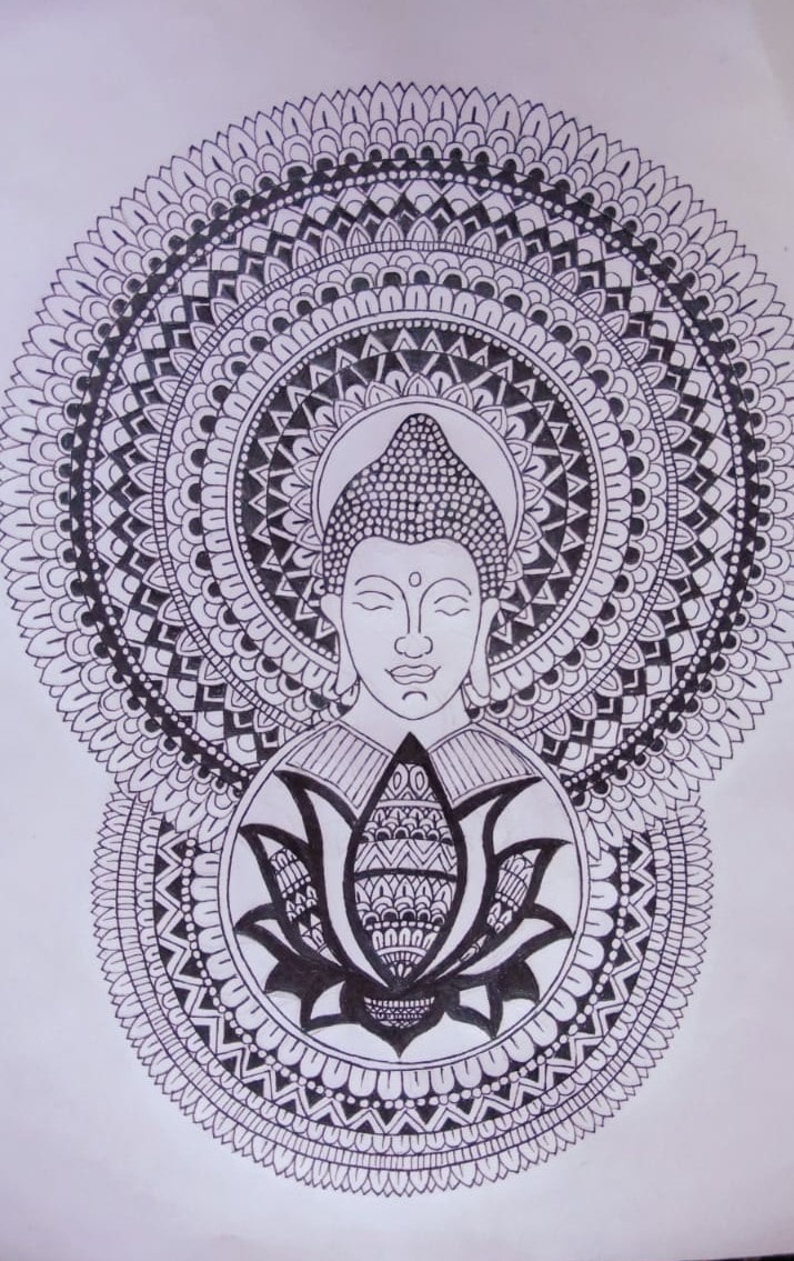 Lord Buddha #2 - Mandala Art (Size A4) - International Indian Folk ...
