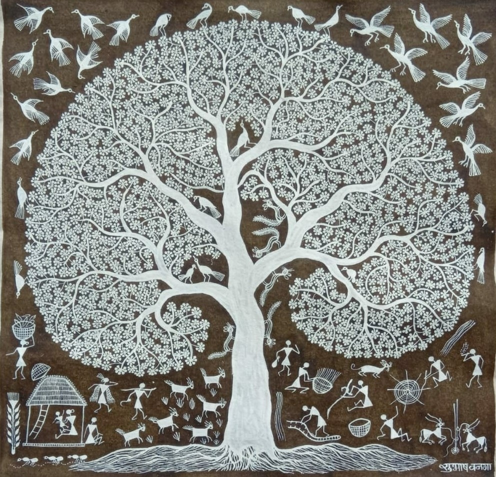 Tree of Life, Warli Painting, Subash Art Gallery - International Indian Folk Art Gallery
