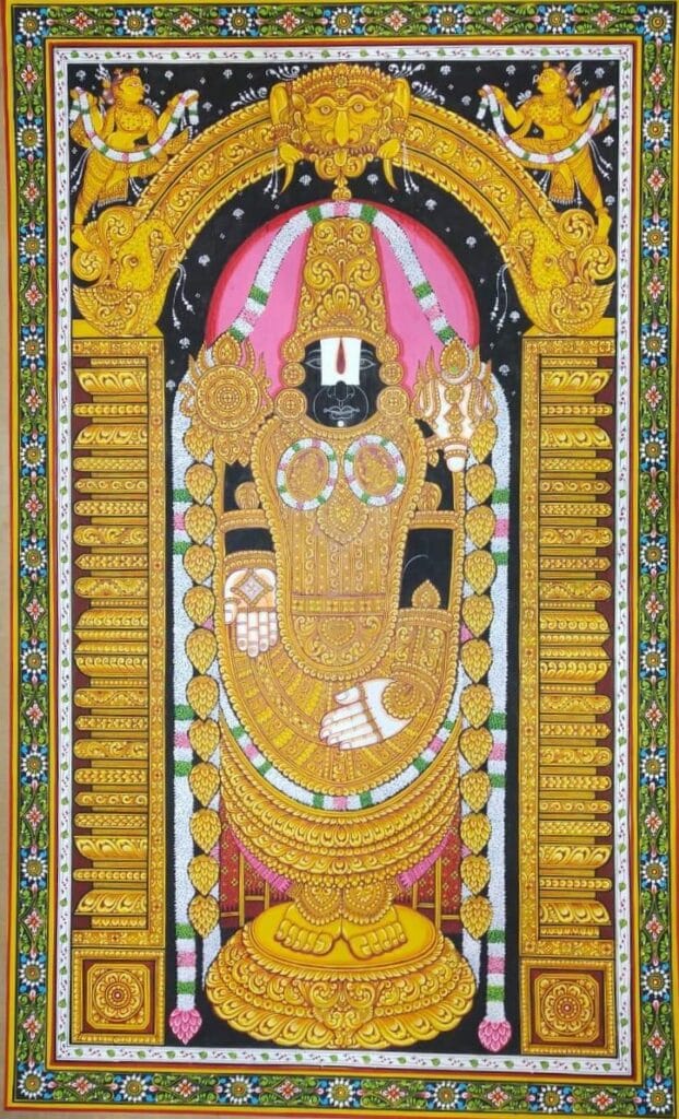 Lord Balajee, Tassar Silk Painting. Dedicated To People - International Indian Folk Art Gallery