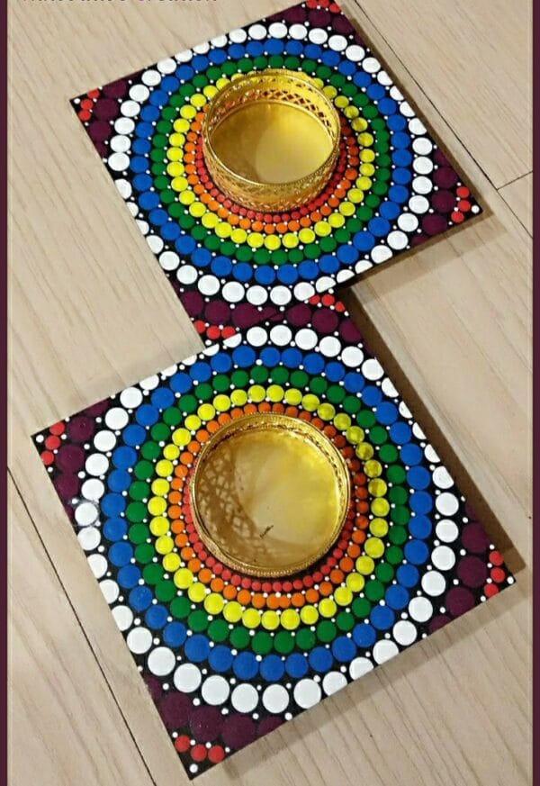 Candle Holder - Dot Mandala - Indian Handicraft - Navnita - 09