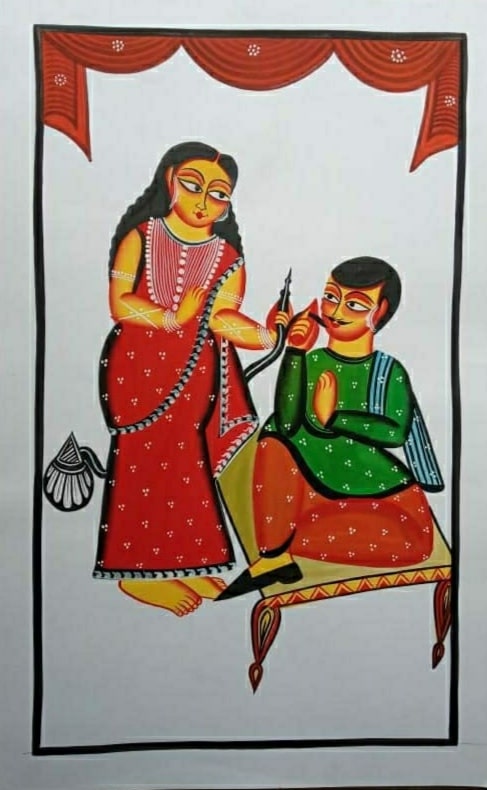 Kalighat painting - Jahuran Chitrakar - 06