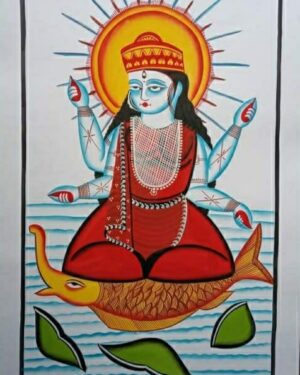 Ganga mata - Kalighat painting - Jahuran Chitrakar - 10