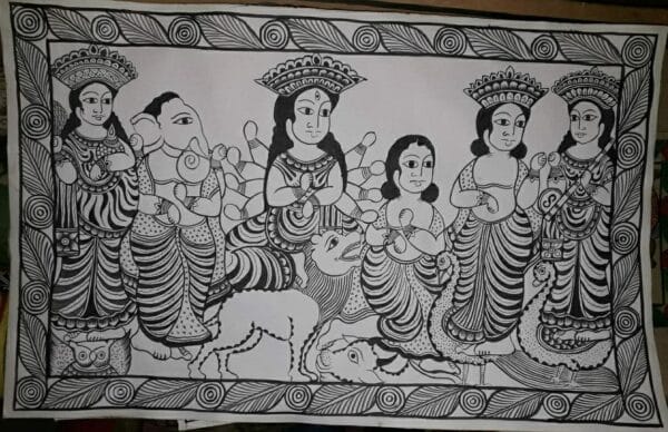 Durga - Kalighat painting - Semaruddin - 02