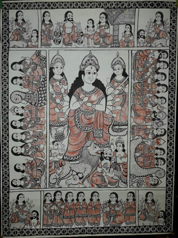 Maa Durga - Kalighat painting - Semaruddin - 07