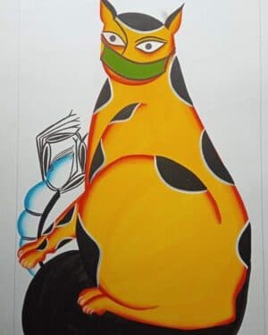 Billi - Kalighat painting - Rahim Chitrakar - 01