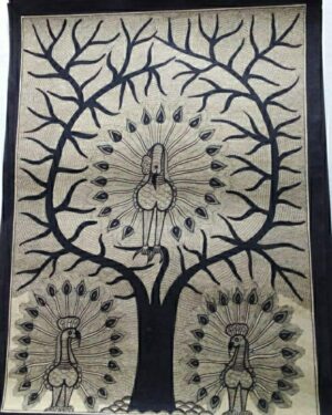 Tree and Peacock - Madhubani painting - Rakesh Paswan - 12