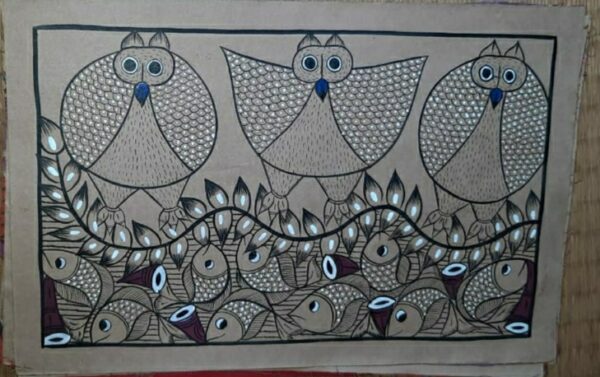 Birds and Fishes - Pattachitra painting - Amiruddin Chitrakar - 04