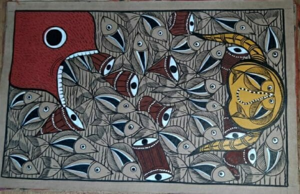 Fish marriage - Pattachitra painting - Amiruddin Chitrakar - 09