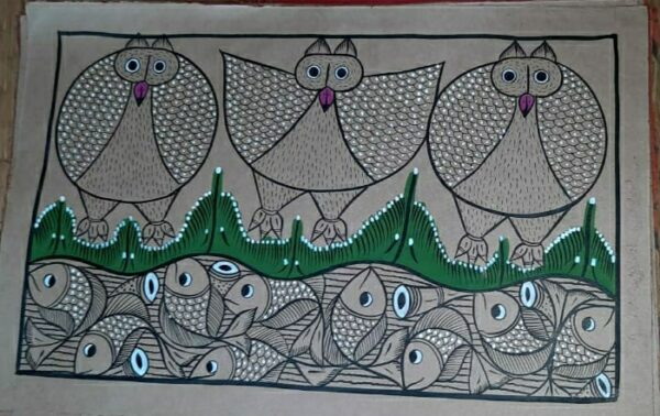 Birds and Fishes - Pattachitra painting - Amiruddin Chitrakar - 11