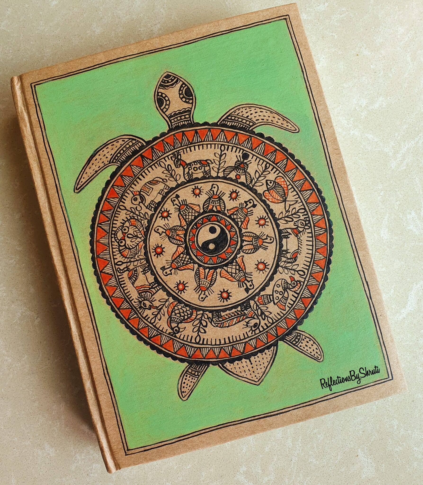 The Turtle- Handmade Paper Hand Painted Journal (6