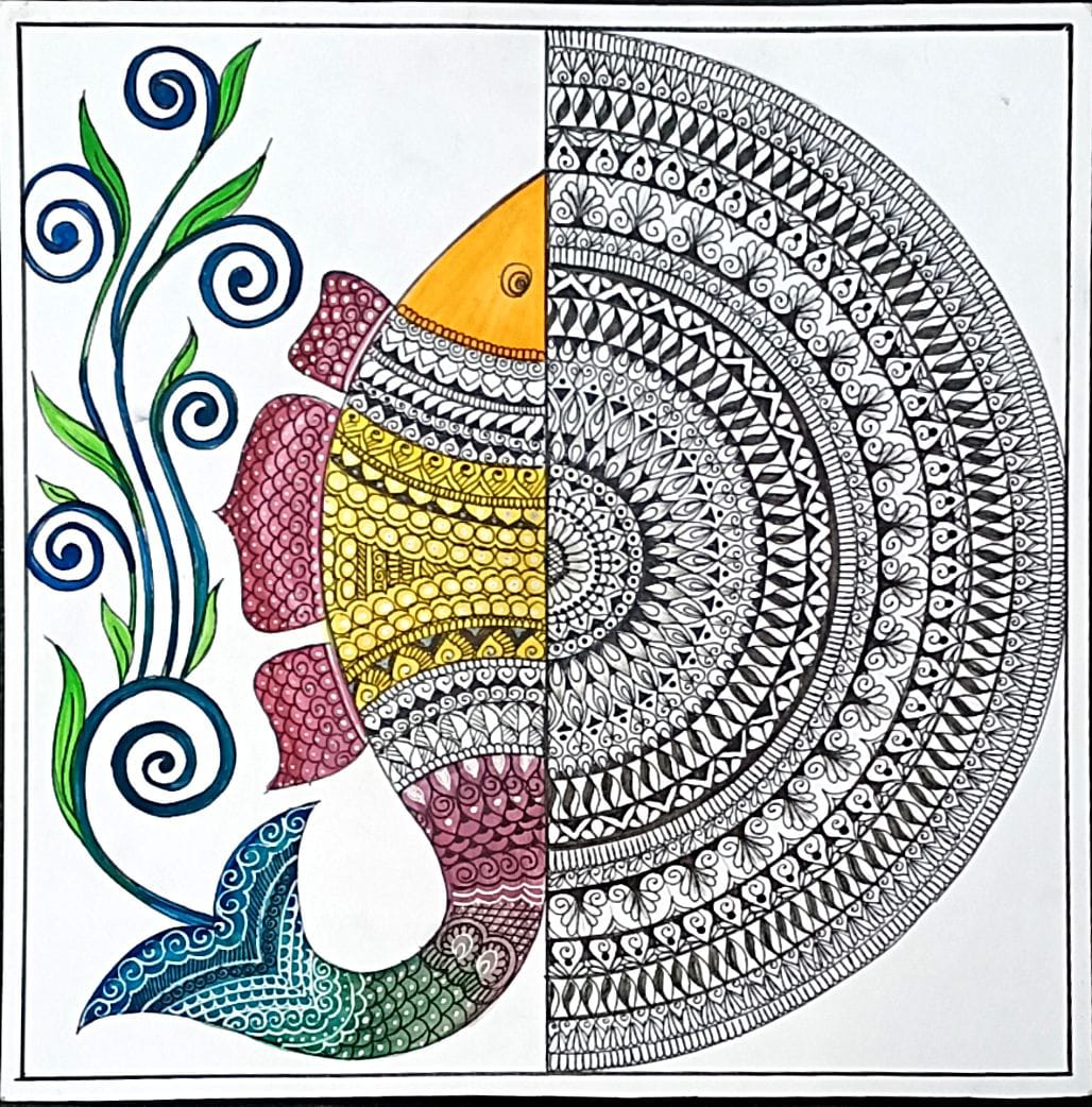 Fish - Indian Art - Mandala Style (30 x 30 cms) - International ...