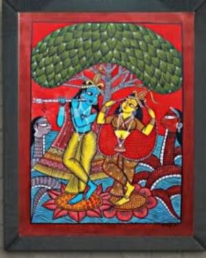 Radha Krishna - Kalighat painting - Bahadur - 13