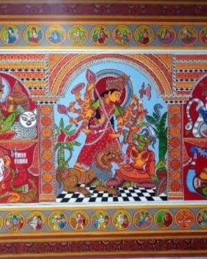 Maa Durga - Kalighat painting - Bahadur - 14