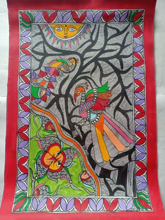 Tree Of Life 3 Madhubani Painting 11 X 15 International Indian   Madhubani Painting Sharvan Paswan 02 563x750 