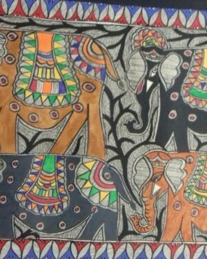 Elephants - Madhubani painting - Sharvan Paswan - 08