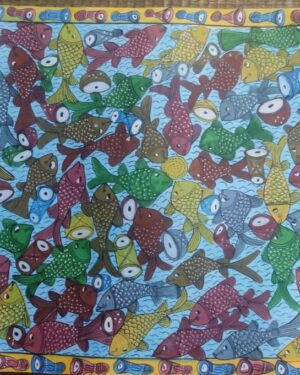 Fish marriage - Pattachitra painting - Mamata Chitrakar - 03