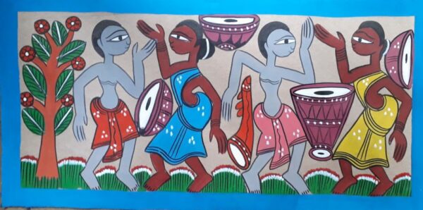 Tribal dance - Patua art - Amena Chitrakar - 01