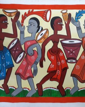 Tribal dance - Patua art - Amena Chitrakar - 02