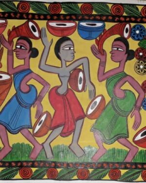 Tribal dance - Patua art - Amena Chitrakar - 03