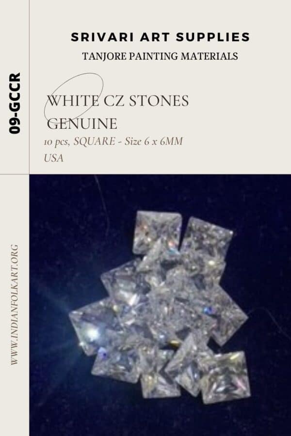 09-GCCR1-Tanjore Painting CZ Precious Stones, Genuine, Medium, Square