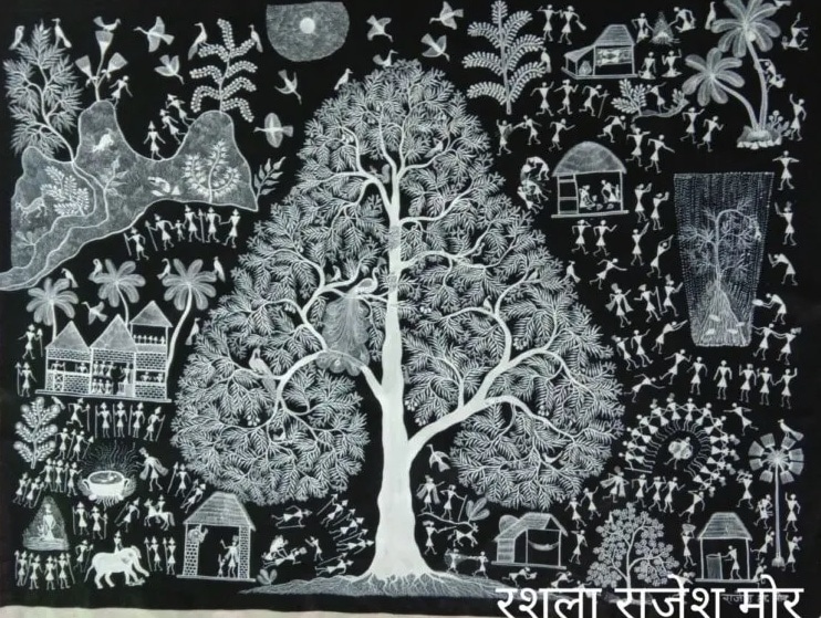 The tribal life Warli-painting-Rasula-Mor-