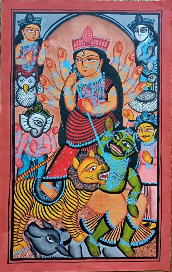 Maa Durga - kalighat painting - Layala Chitrakar - 05