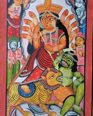 Maa Durga - kalighat painting - Layala Chitrakar - 06