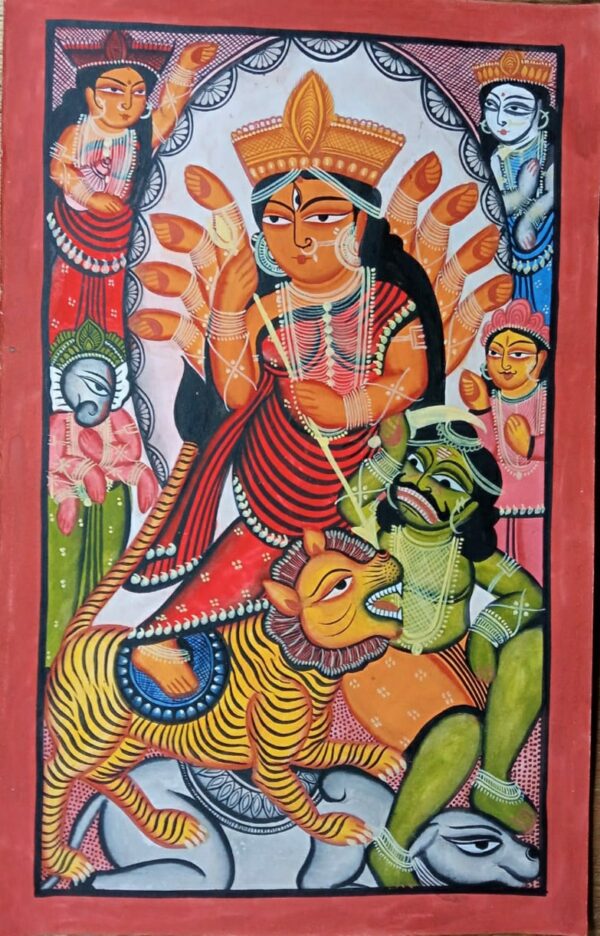 Maa Durga - kalighat painting - Layala Chitrakar - 06